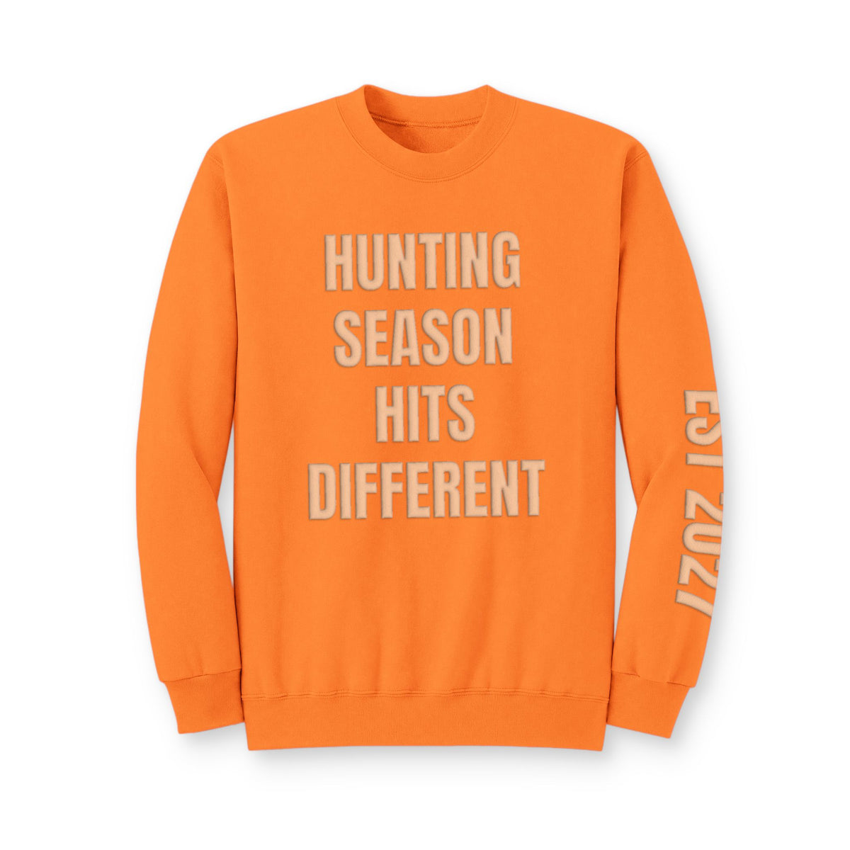 Personalized Hunting Mama Sweatshirt, Hunting Season Hits Different, Hunter Orange Puff Sweatshirt, Custom Hunting Mom Gift