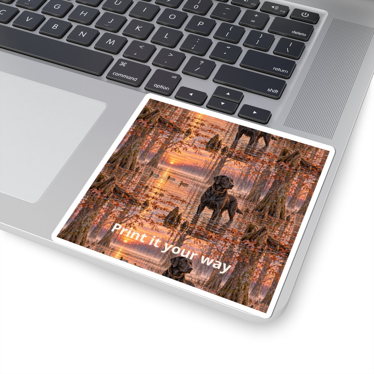 Black Lab Sunset Sticker — Scenic Dog Kiss-Cut Vinyl Sticker