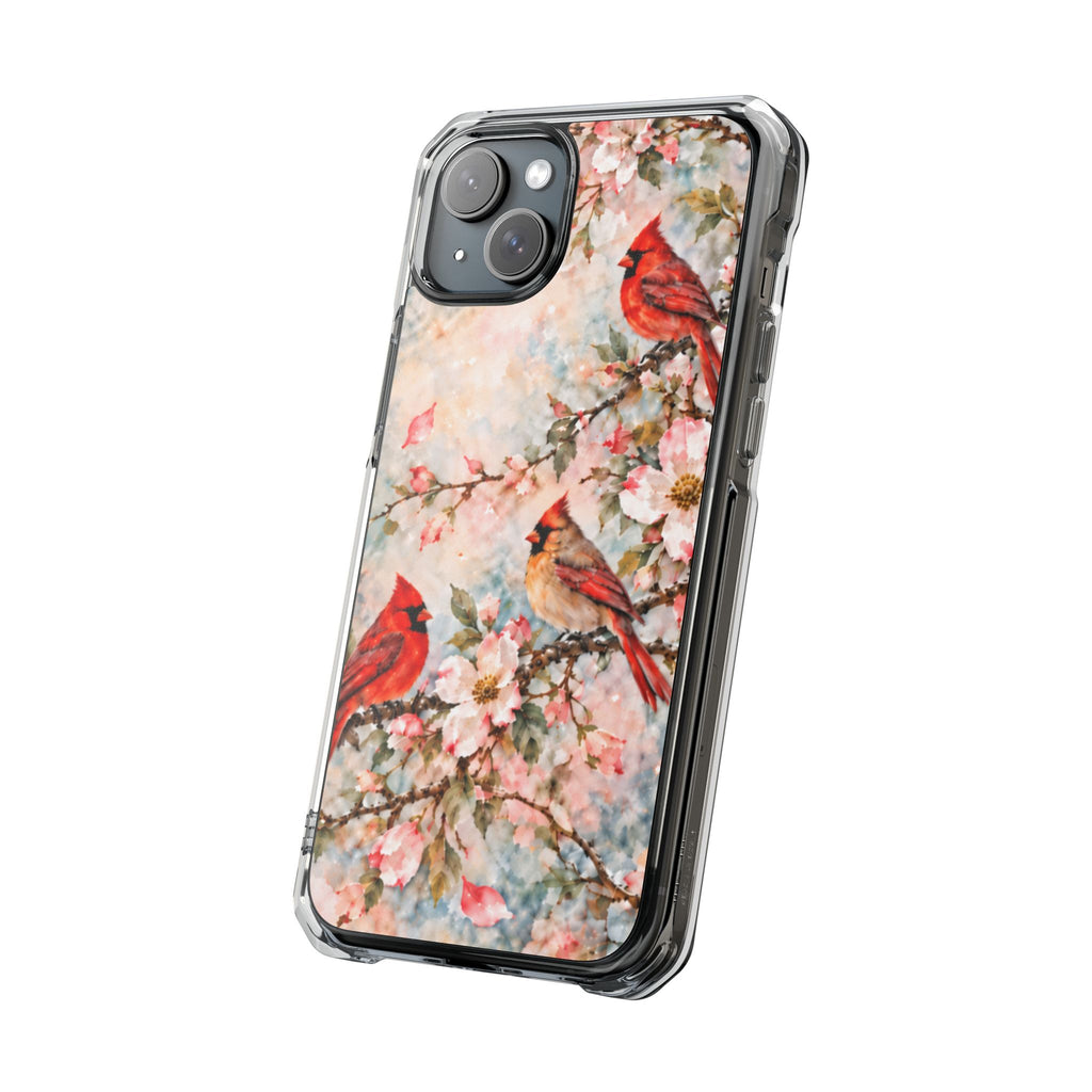 Clear Magnetic Phone Case — Cardinal Flock Scene