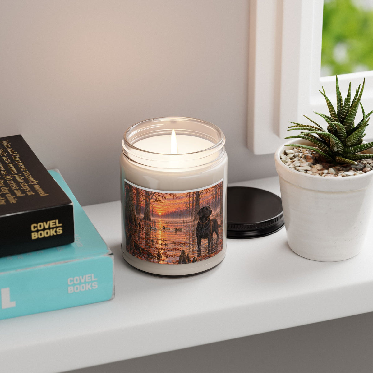 Soy Candle — Black Labrador at Sunset | Autumn Lake Scented Candle (9oz)
