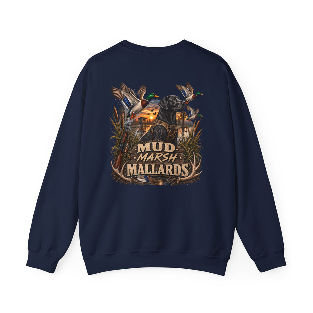 Mallard Duck Crewneck Sweatshirt — "Mud Marsh Mallards" Waterfowl Hunting Pullover
