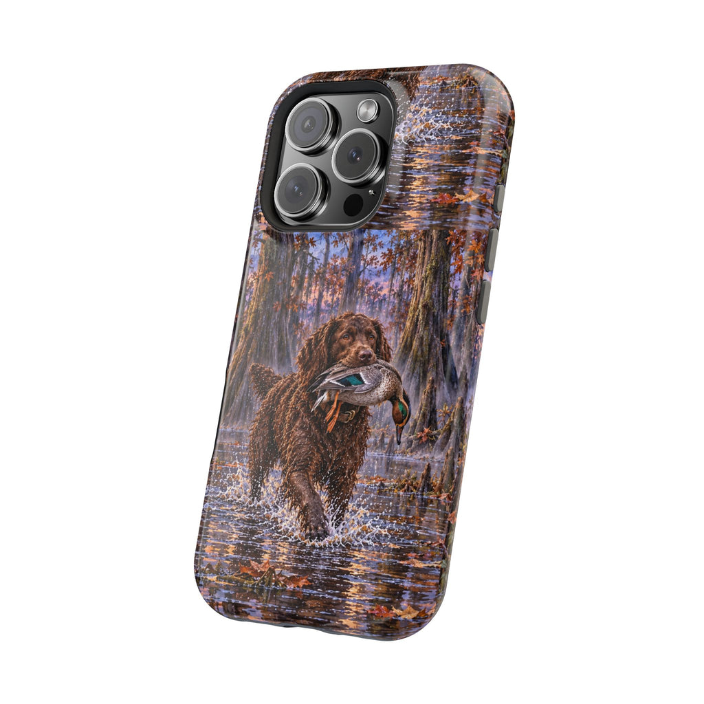 Clear Magnetic Phone Case — Boykin spaniel with Duck swamp
