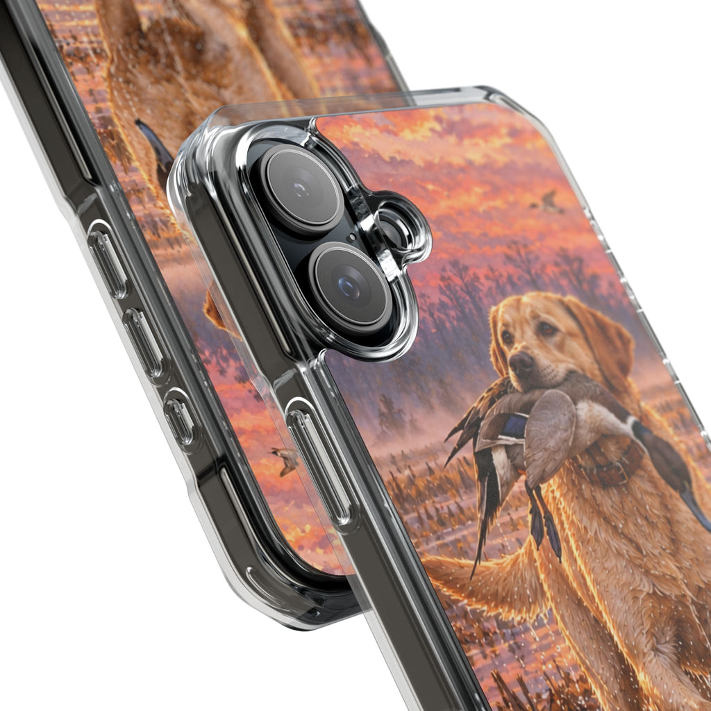 Clear Magnetic Phone Case — Lab with Duck swamp