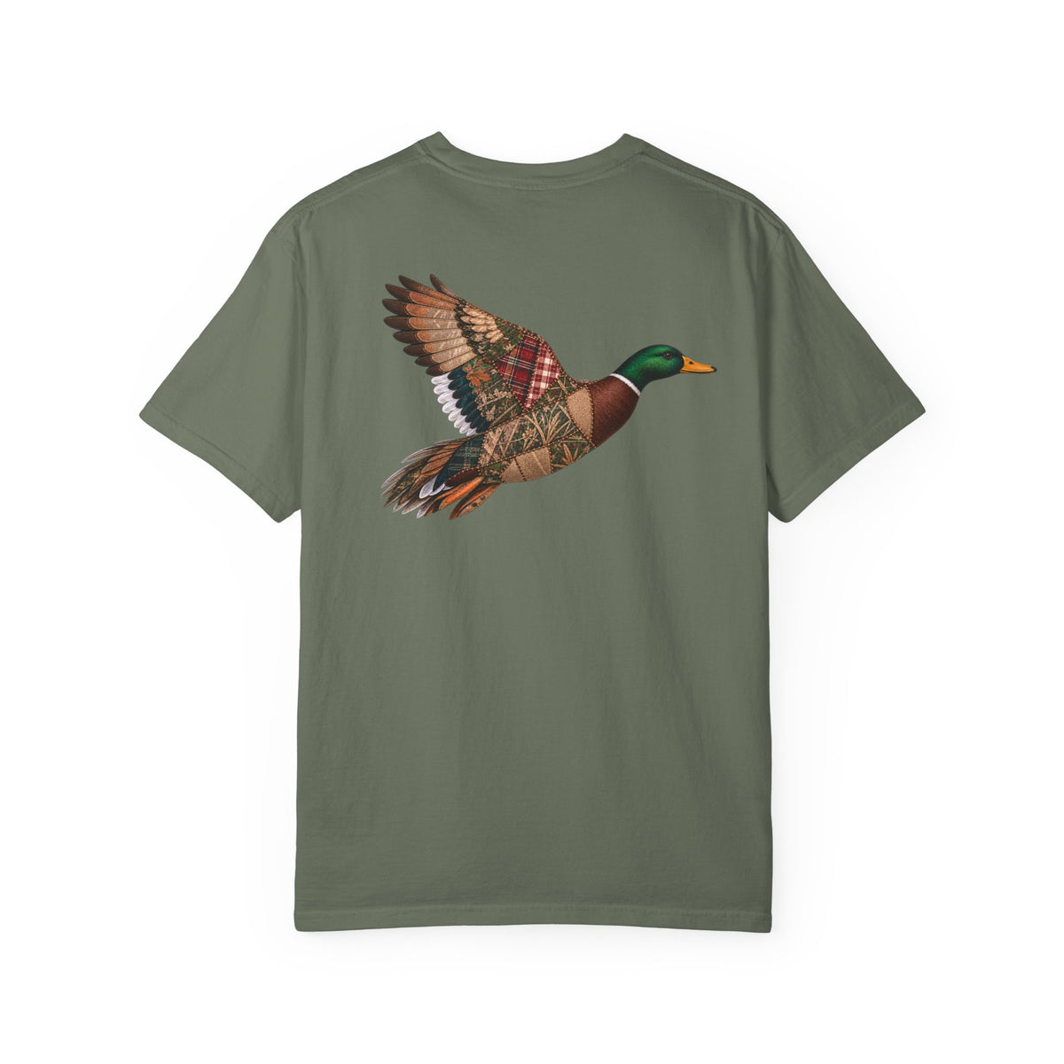 Faux Patchwork Mallard Duck Shirt, Duck Hunting Tee, Rustic Duck Hunter Gift
