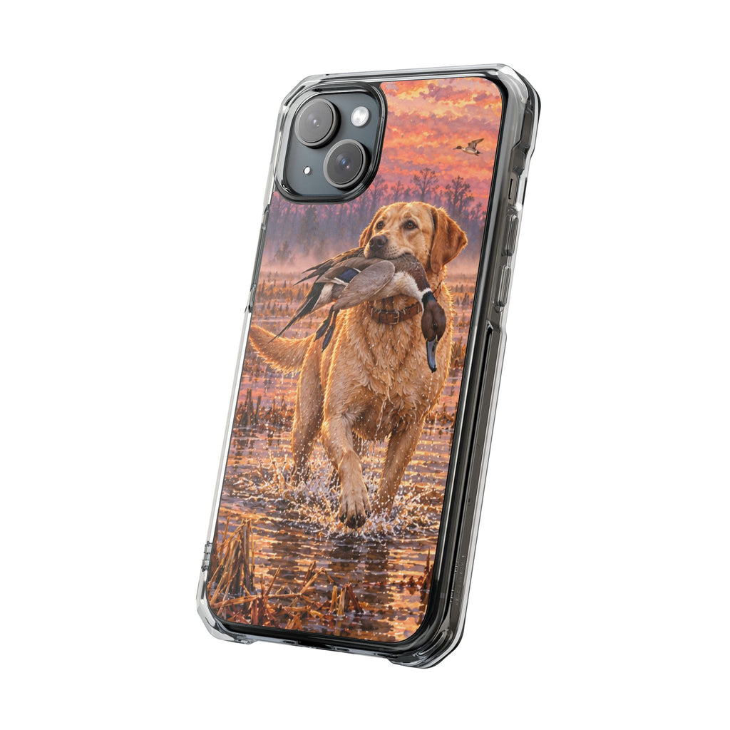 Clear Magnetic Phone Case — Lab with Duck swamp