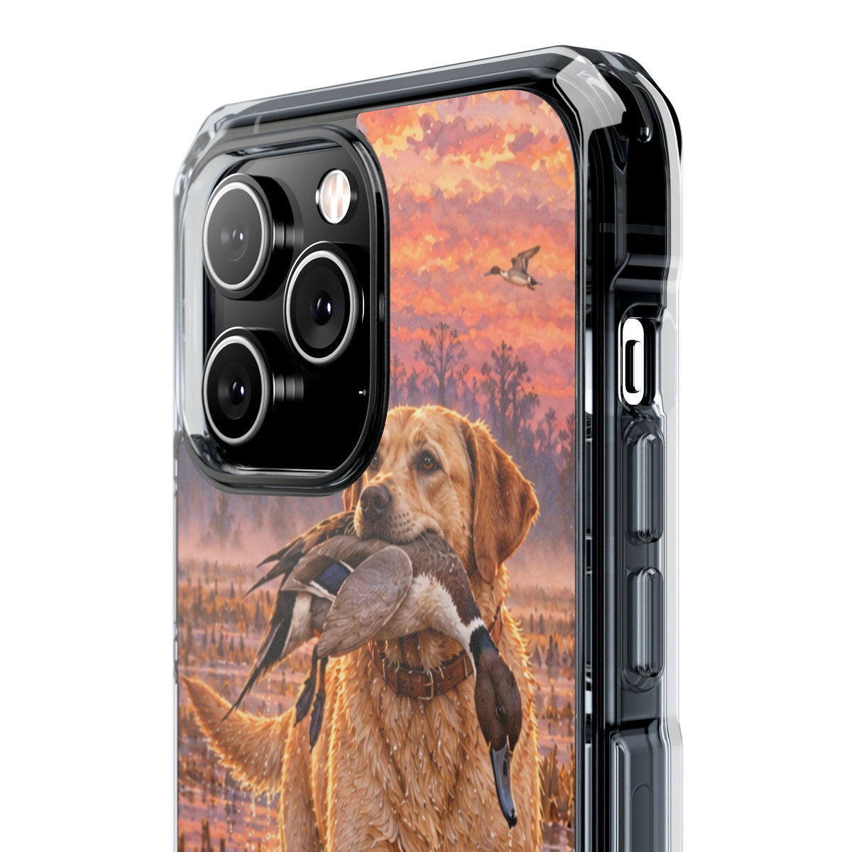 Clear Magnetic Phone Case — Lab in swamp with duck