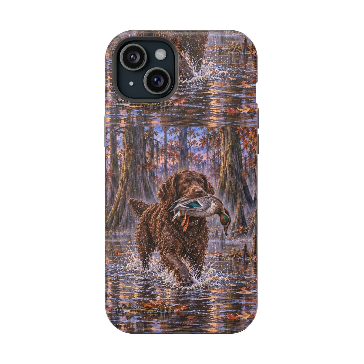 Clear Magnetic Phone Case — Boykin spaniel with Duck swamp