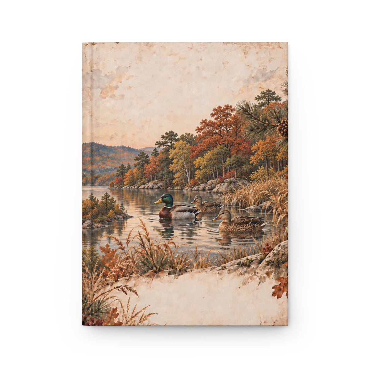 Autumn Lakeside Journal — Vintage Duck Scene Hardcover Lined Notebook