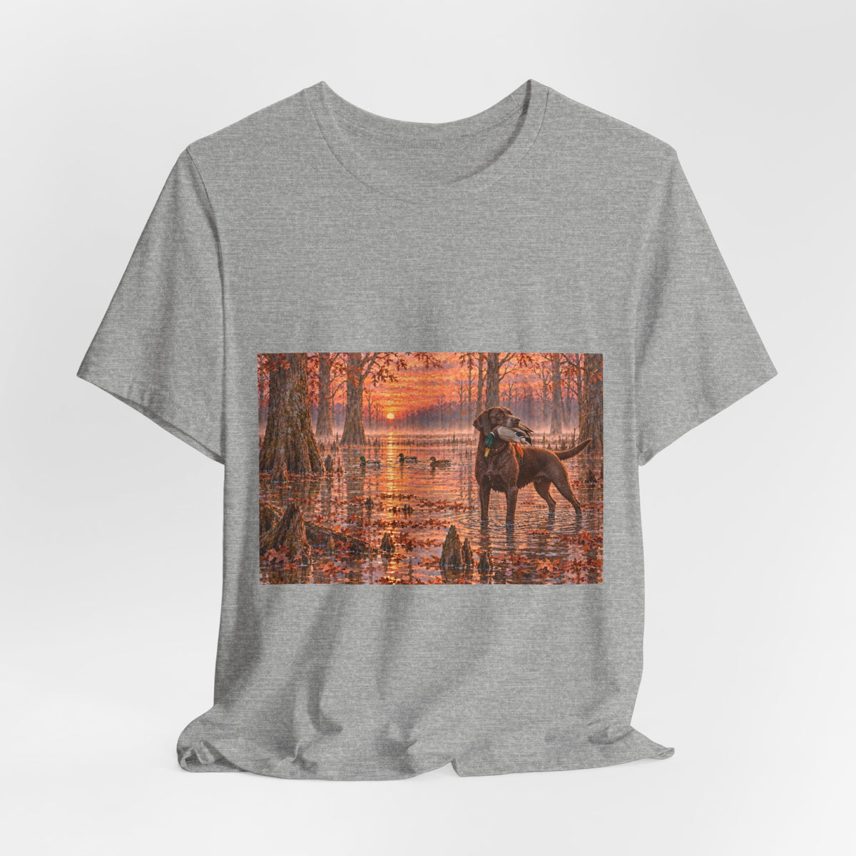 Sunset Bay Retriever T-Shirt — Dog Lover Sunset Woodland Tee
