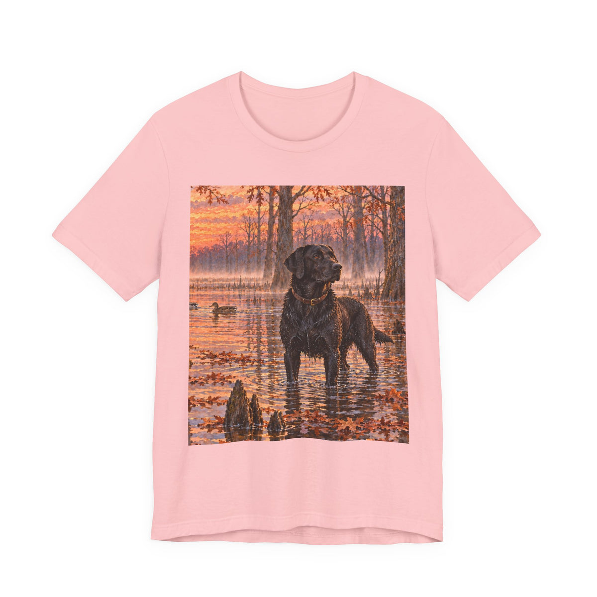 Sunset Bay Labrador Tee — Black Lab Dog Sunset Shirt