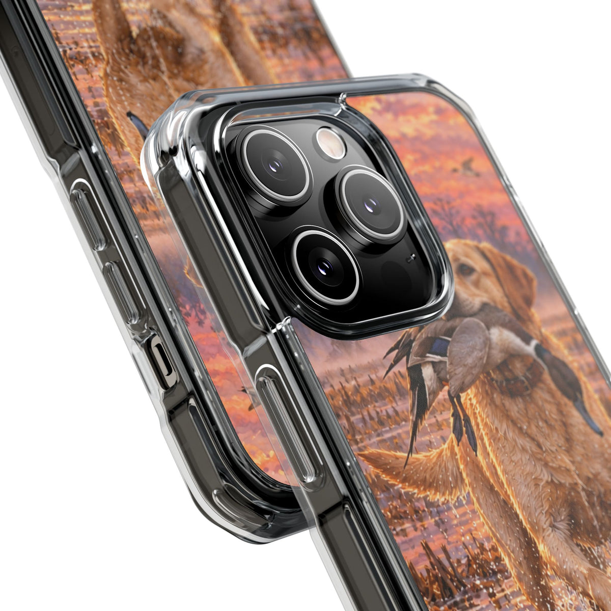 Clear Magnetic Phone Case — Lab in swamp with duck