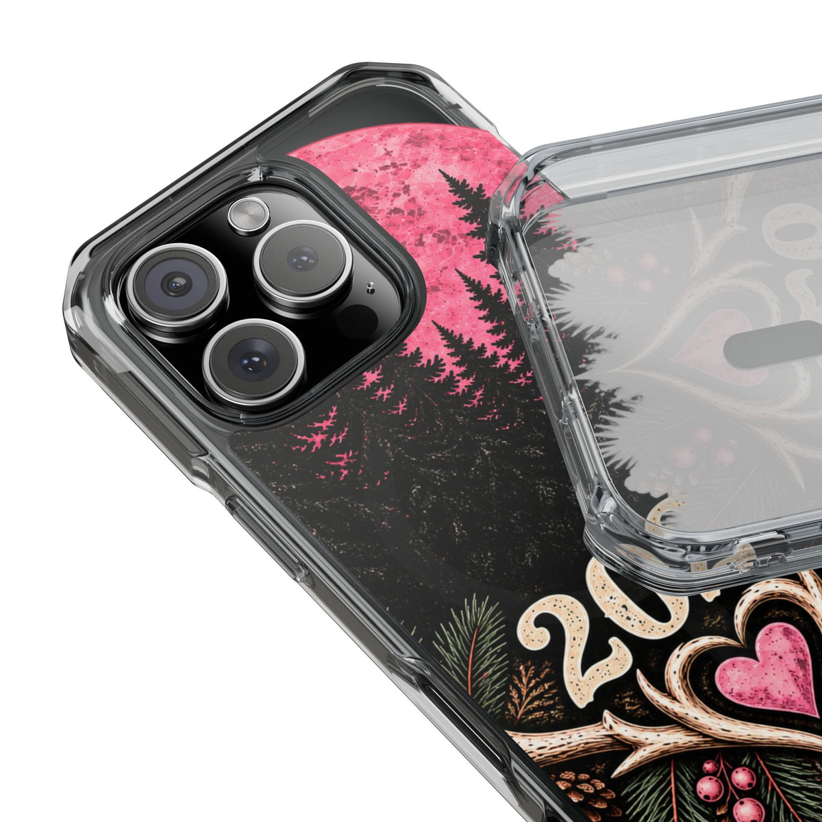 2026 Pink Moon Forest Phone Case — Clear Magnetic Protective Cover