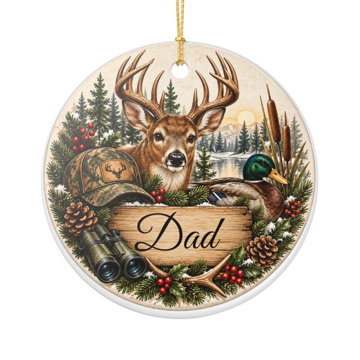 Personalized Christmas Ornament, Custom Name Family Keepsake, Hunter Ornament, Christmas Gift for Family, Friends or Memorial