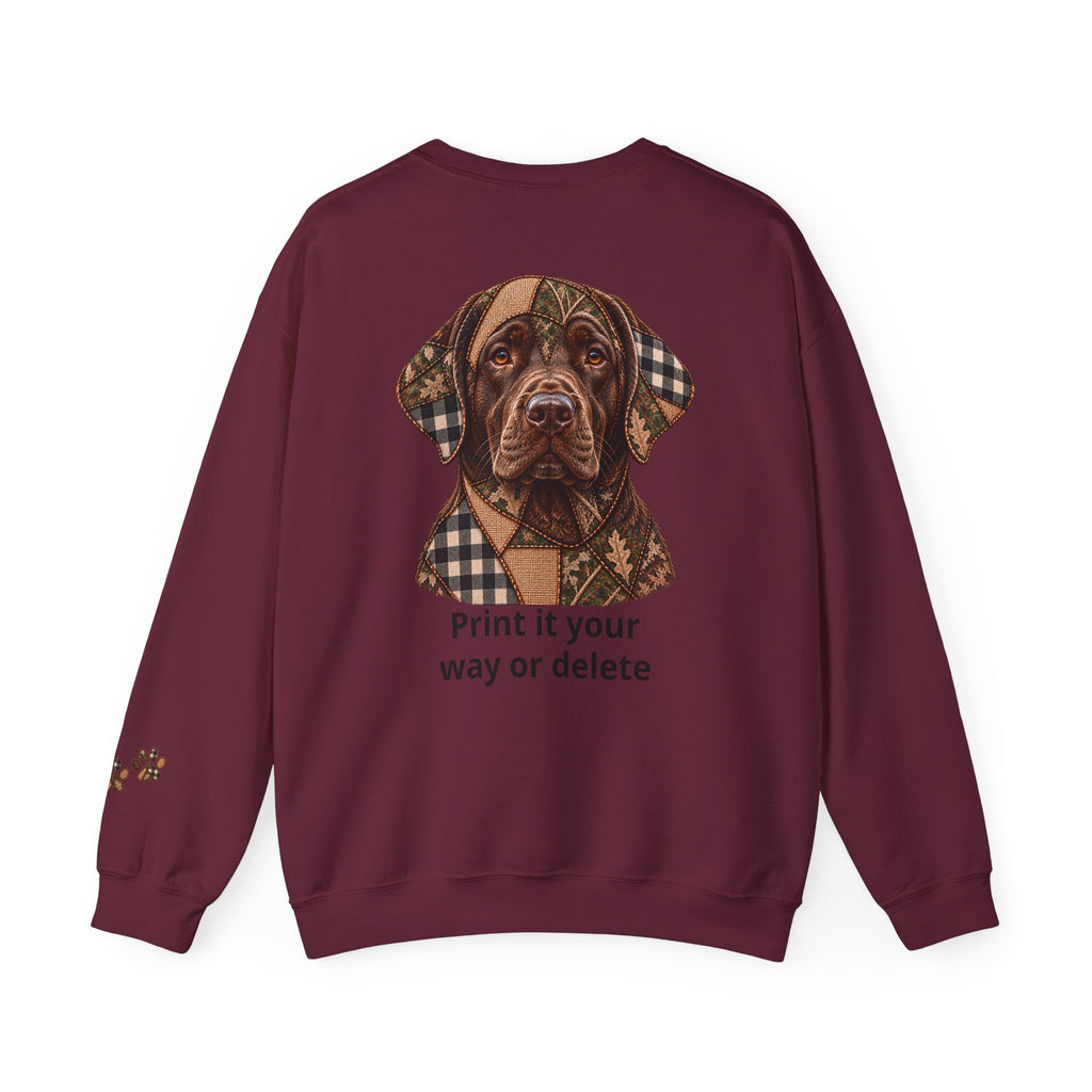 Faux Patchwork Chocolate Lab Shirt, Labrador Hunting Long Sleeve, Arkansas Hunter Gift