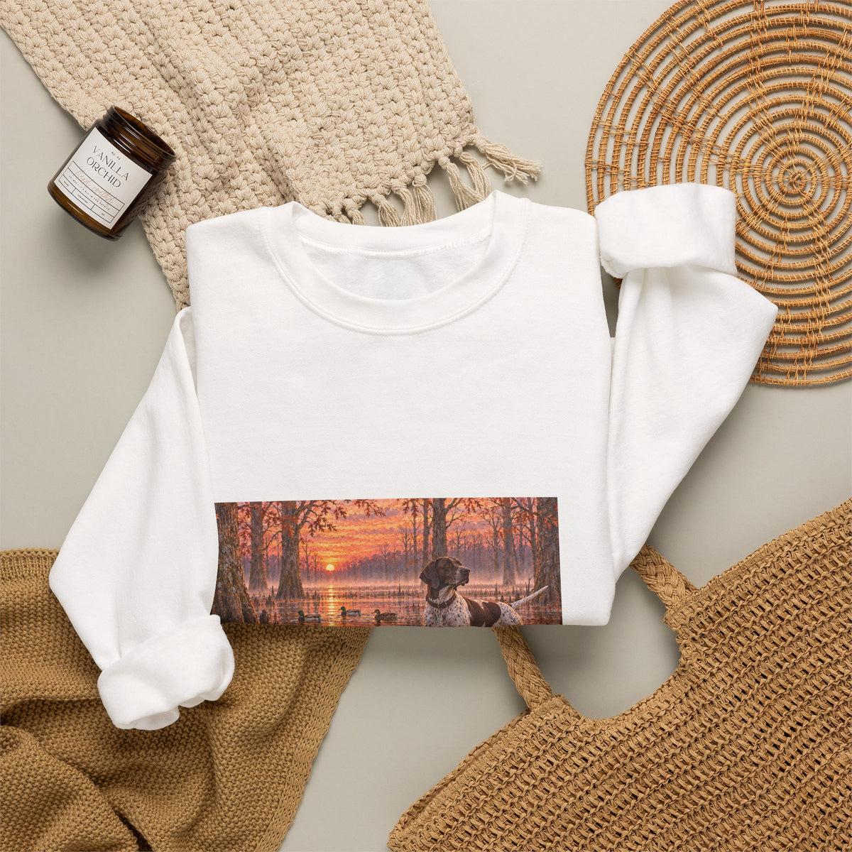 Sweatshirt — English Pointer Sunset Marsh Crewneck