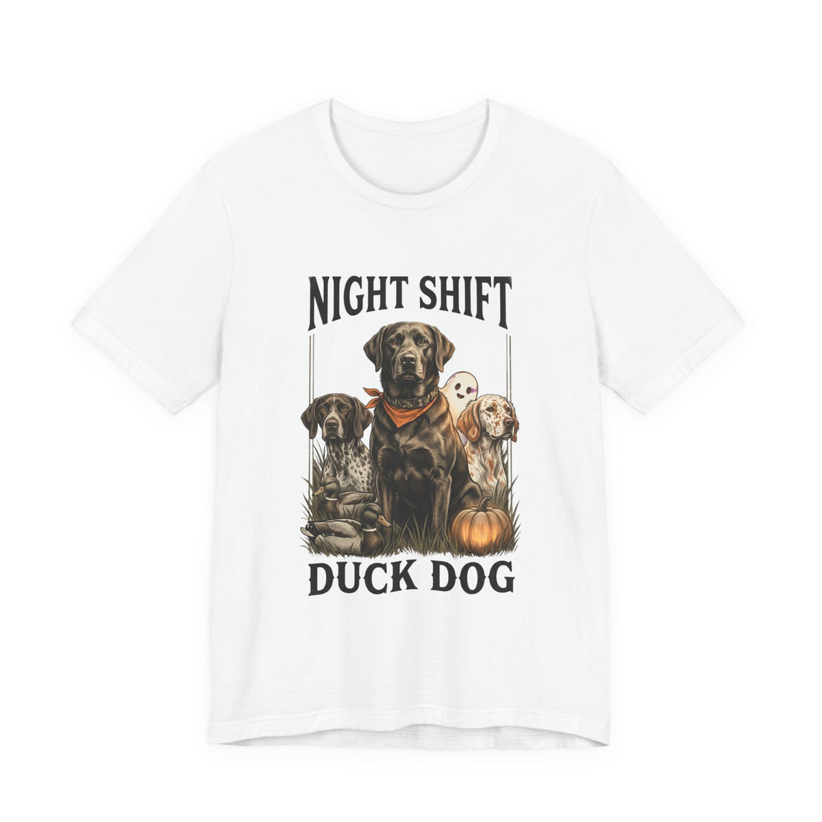 Night Shift Duck Dog T‑Shirt | Spooky Hunting, Retriever Graphic