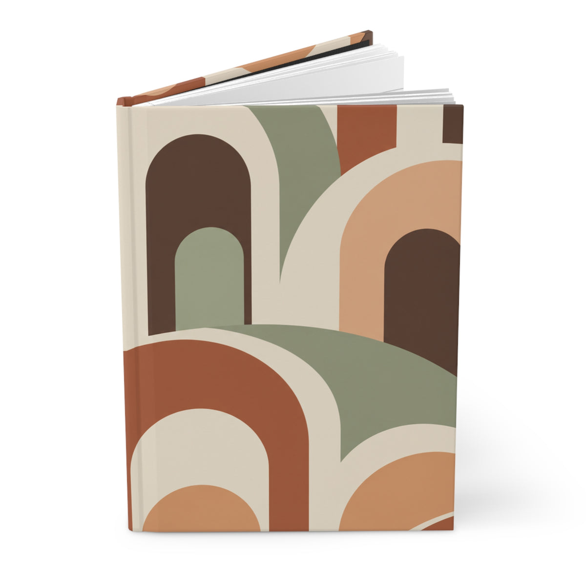 Retro Arch Pattern Hardcover Journal — Lined Matte Notebook for Notes & Daily Planning
