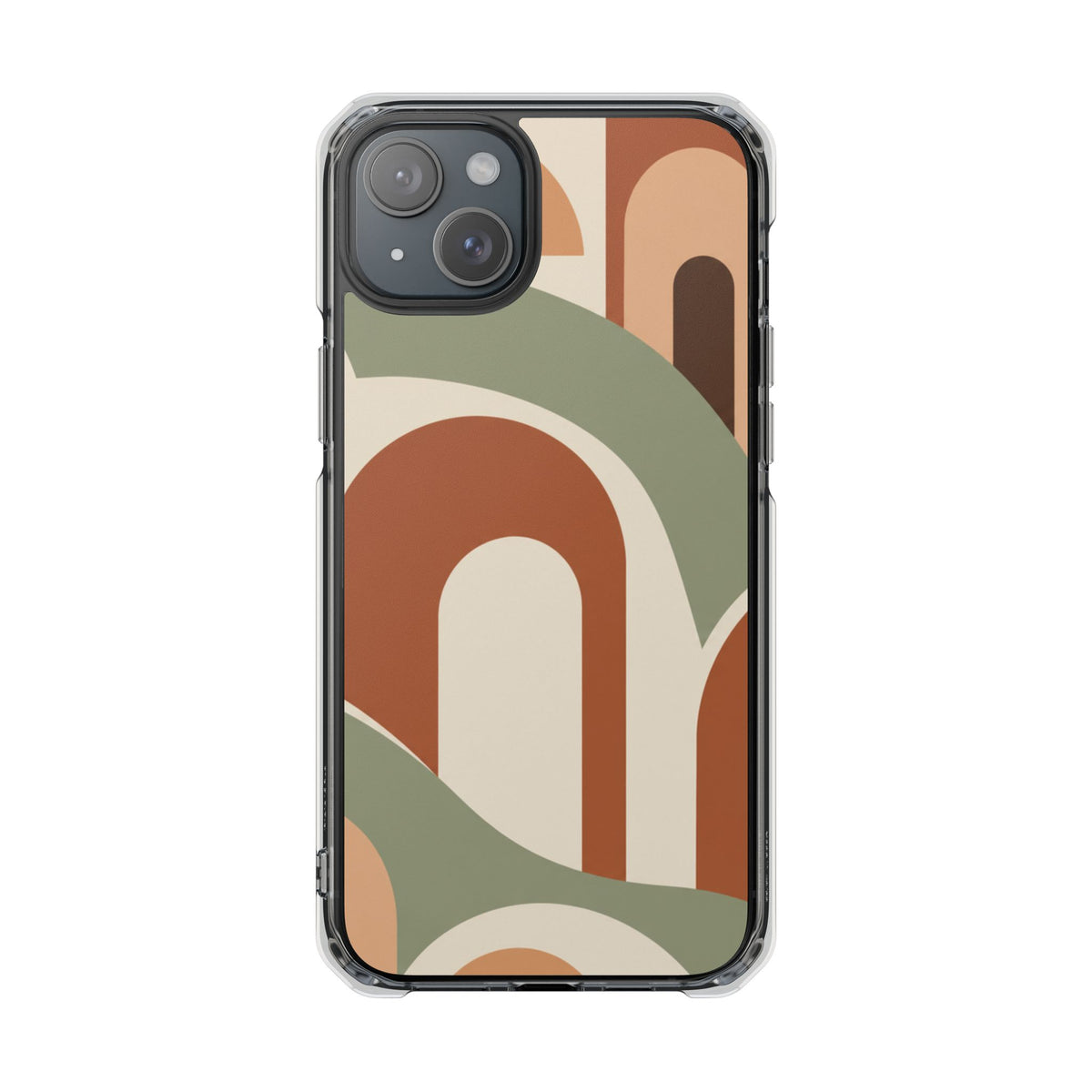 Clear Magnetic Impact Phone Case — Retro Arch Geometric Design (Protective, Slim)