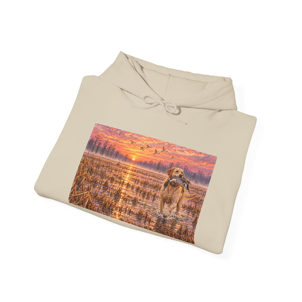 Golden Retriever Sunset Hoodie - Dog Lover Pullover with Scenic Sunset Print
