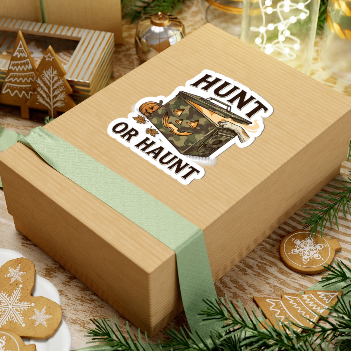 Hunt or Haunt Camo Ammo Can Halloween Sticker | Spooky Hunting Sticker