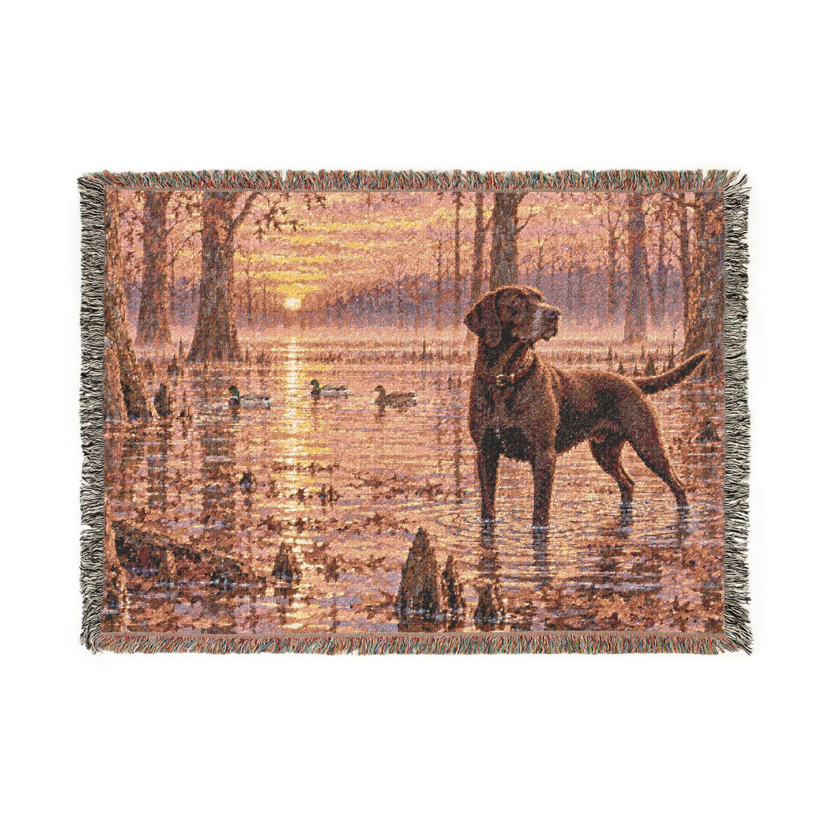 Sunset Marsh Woven Blanket — Chocolate Lab Lakeside Throw