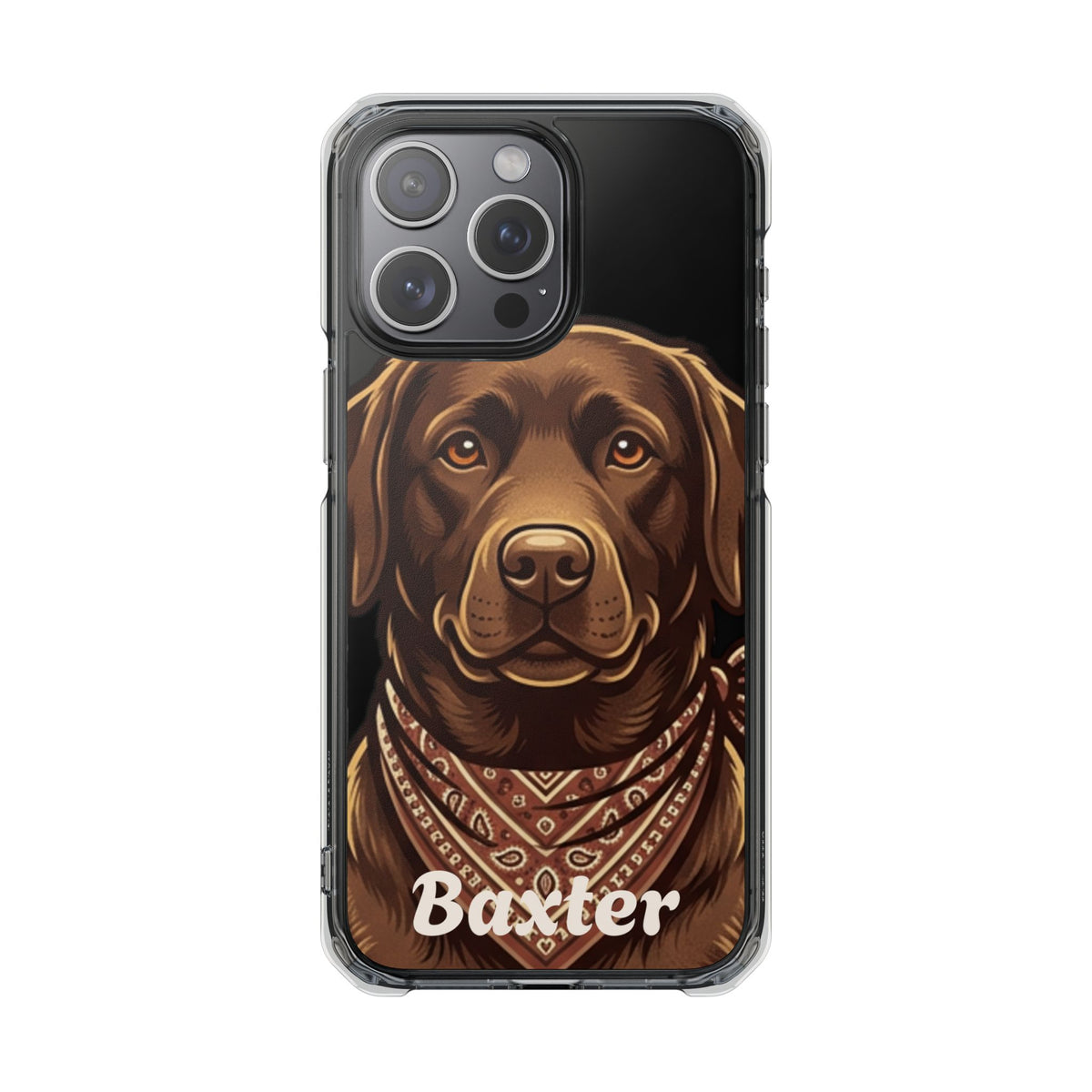 Clear Magnetic Phone Case — Chocolate Lab Dog Personalized