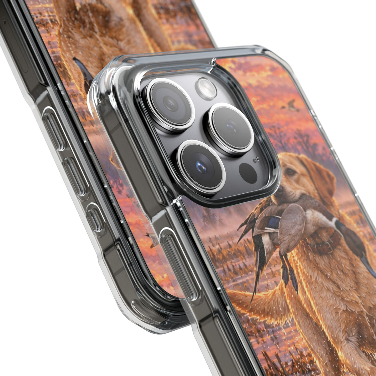 Clear Magnetic Phone Case — Lab with Duck swamp