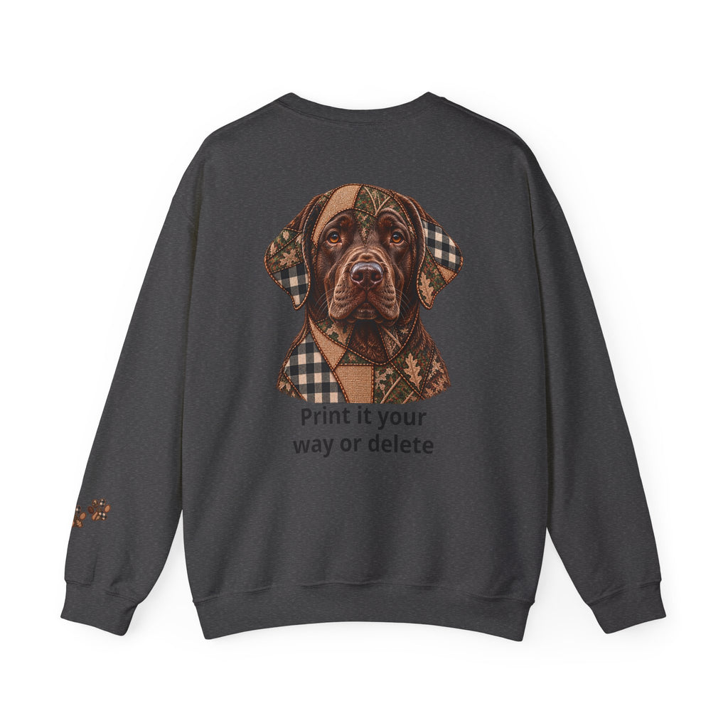 Faux Patchwork Chocolate Lab Shirt, Labrador Hunting Long Sleeve, Arkansas Hunter Gift