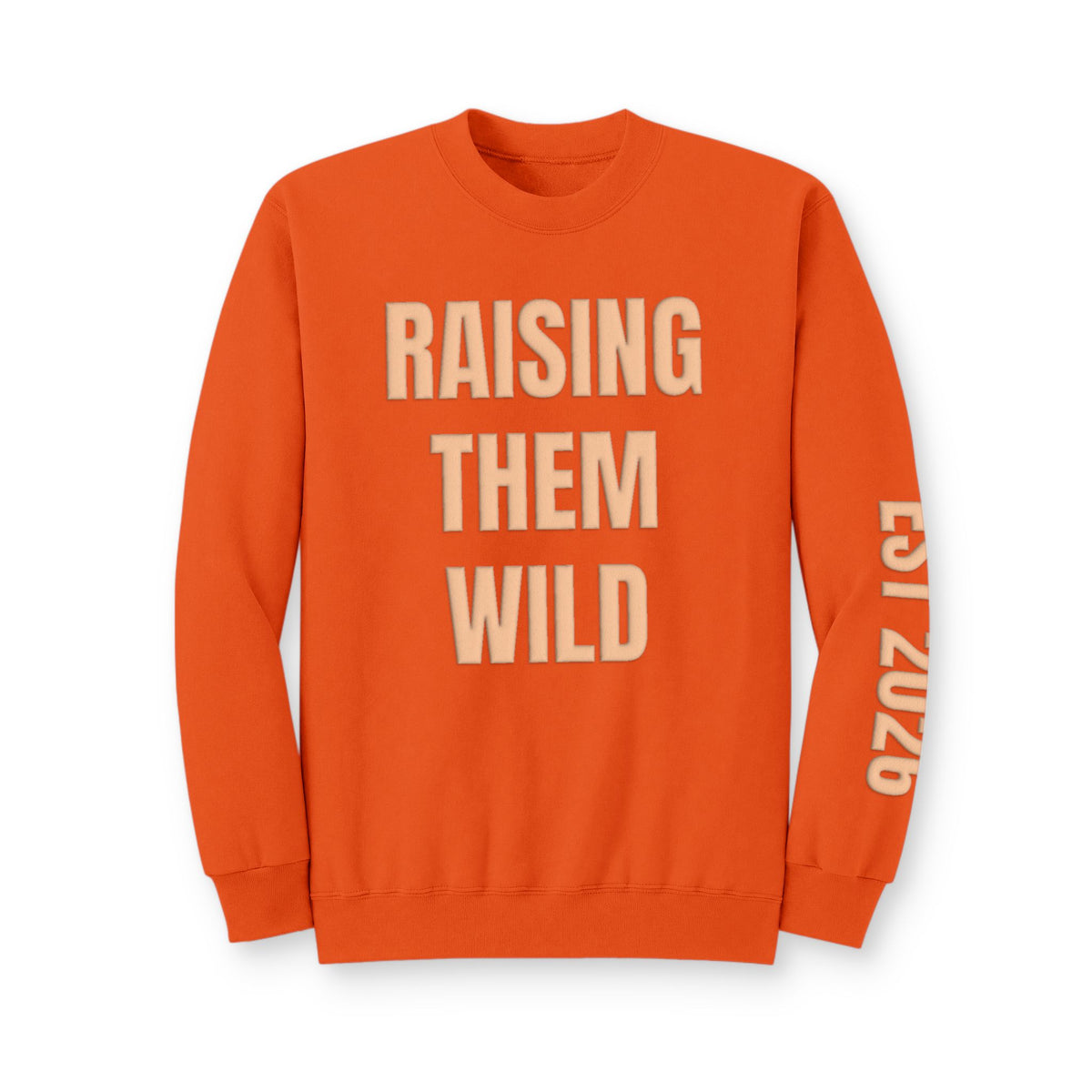 Personalized Hunting Mama Sweatshirt, Raising Them Wild, Hunter Orange Puff Sweatshirt, Custom Hunting Mom Gift