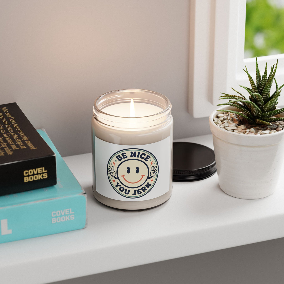 Be Nice You Jerk Smiley Candle, Soy Jar Candle | Scented 9oz