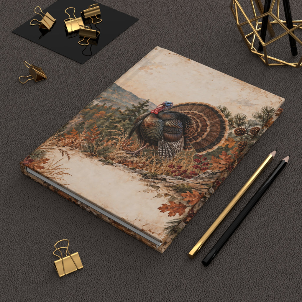 Autumn Turkey Hardcover Journal — Lined Fall Nature Notebook for Thanksgiving