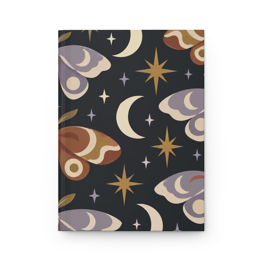 Celestial Moth Hardcover Journal — Lined Night Sky Notebook