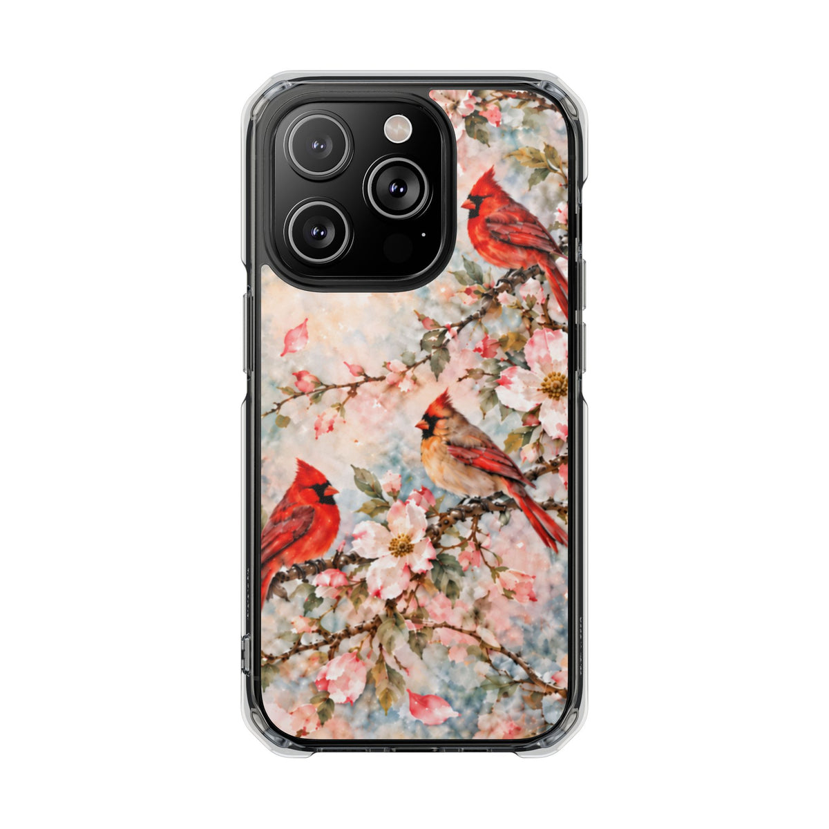 Clear Magnetic Phone Case — Cardinal Flock Scene