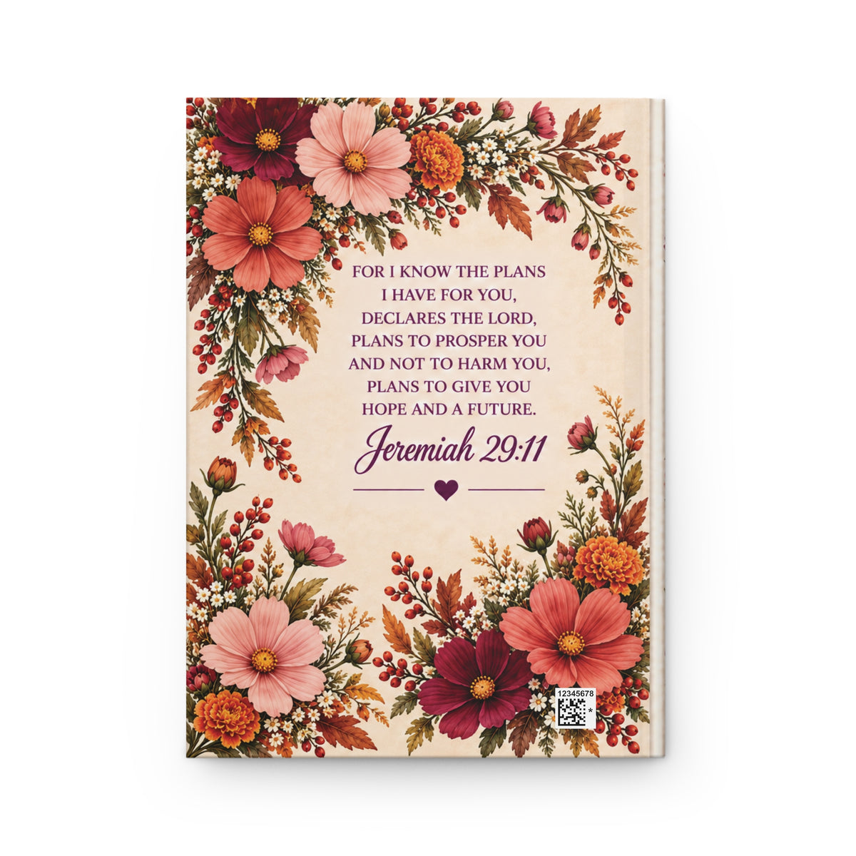 Personalized October Birth Flower Prayer Journal, Cosmos Floral Christian Notebook, Jeremiah 29:11 Bible Verse Gift for Her