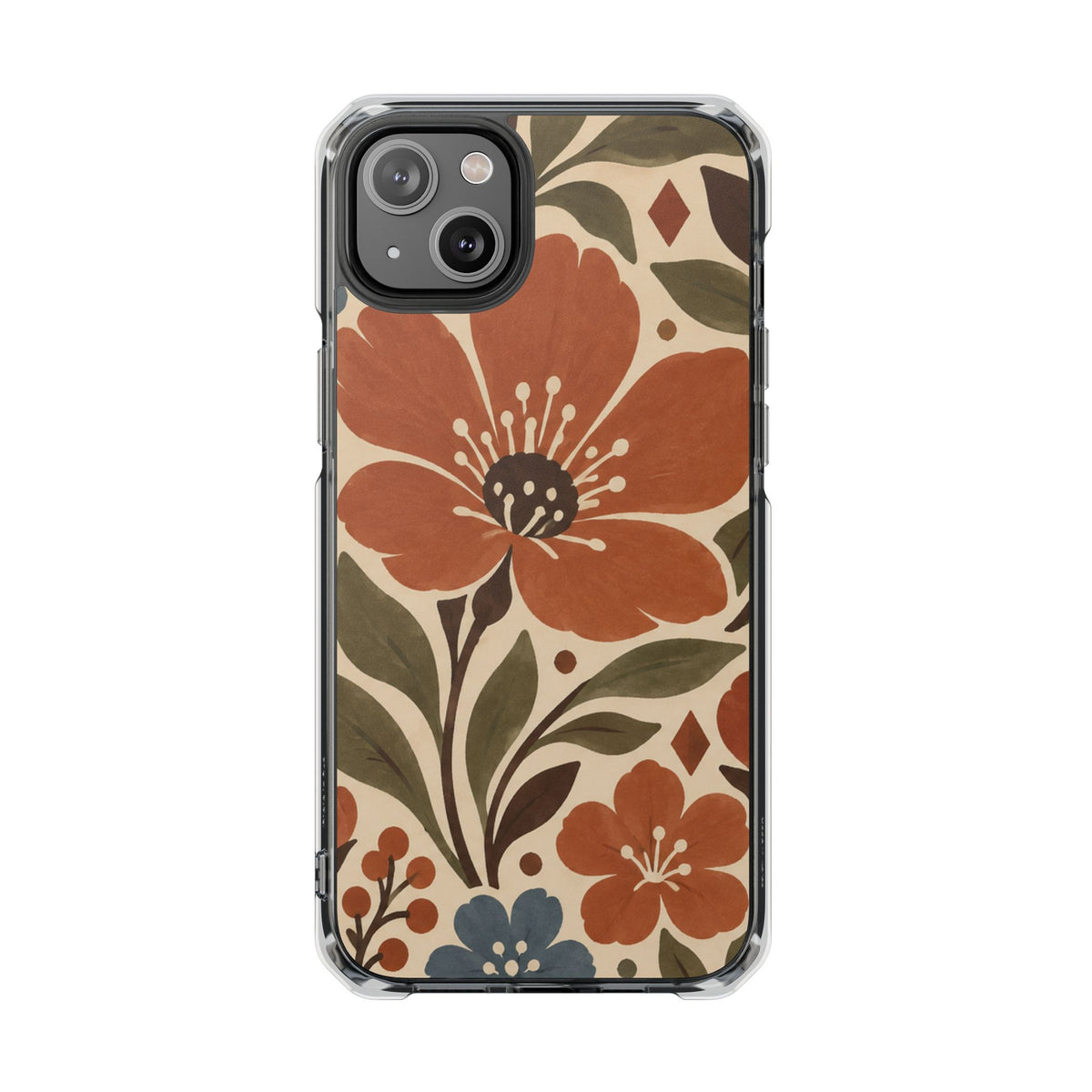 Clear Magnetic Phone Case Floral Pattern Protective Cover