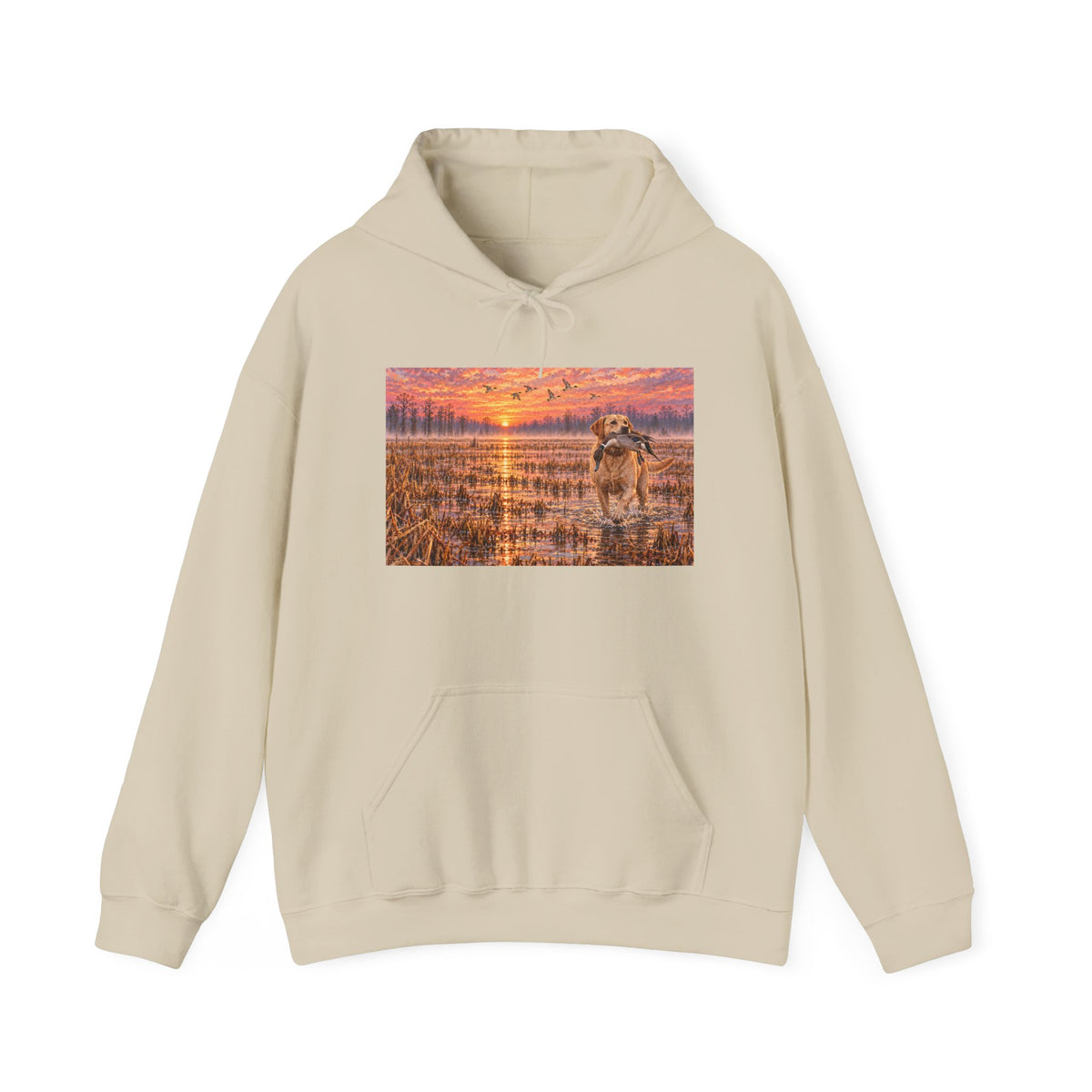 Golden Retriever Sunset Hoodie - Dog Lover Pullover with Scenic Sunset Print