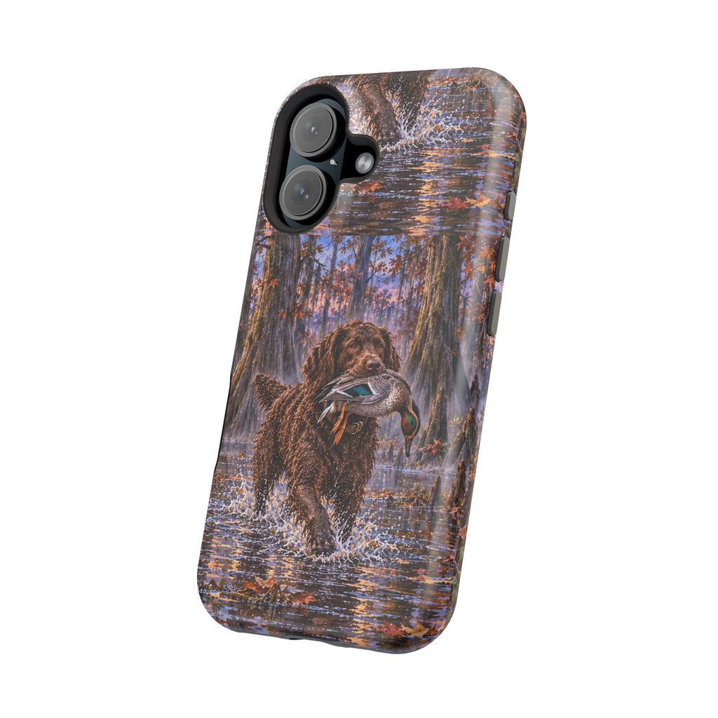 Clear Magnetic Phone Case — Boykin spaniel with Duck swamp
