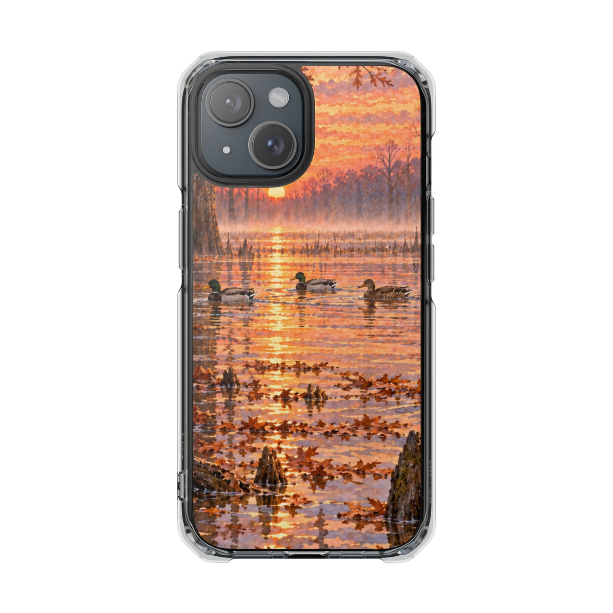 Clear Magnetic Phone Case — Ducks in lake