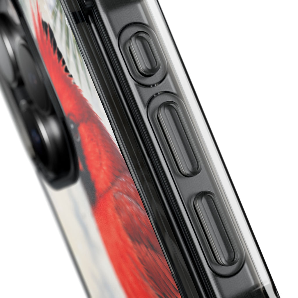 Clear Magnetic Phone Case — Winter Cardinal Scene