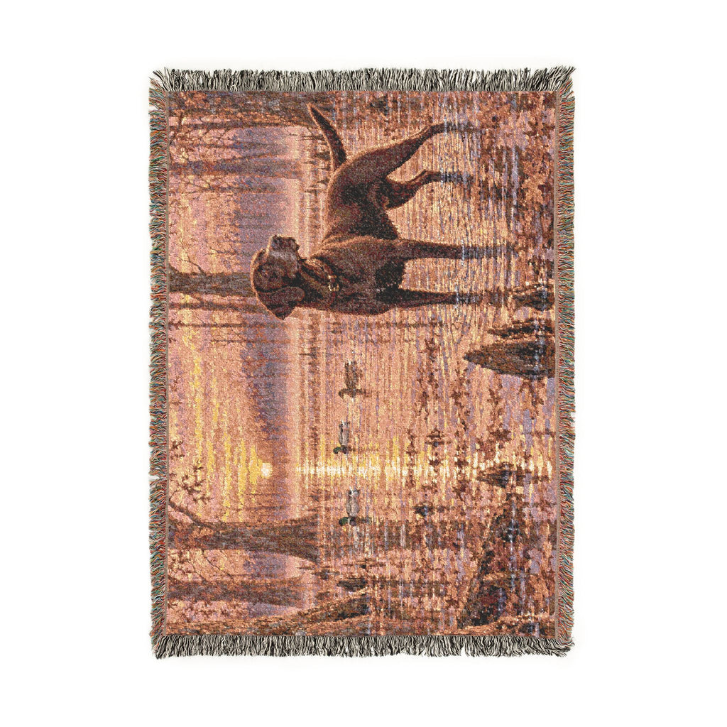 Sunset Marsh Woven Blanket — Chocolate Lab Lakeside Throw