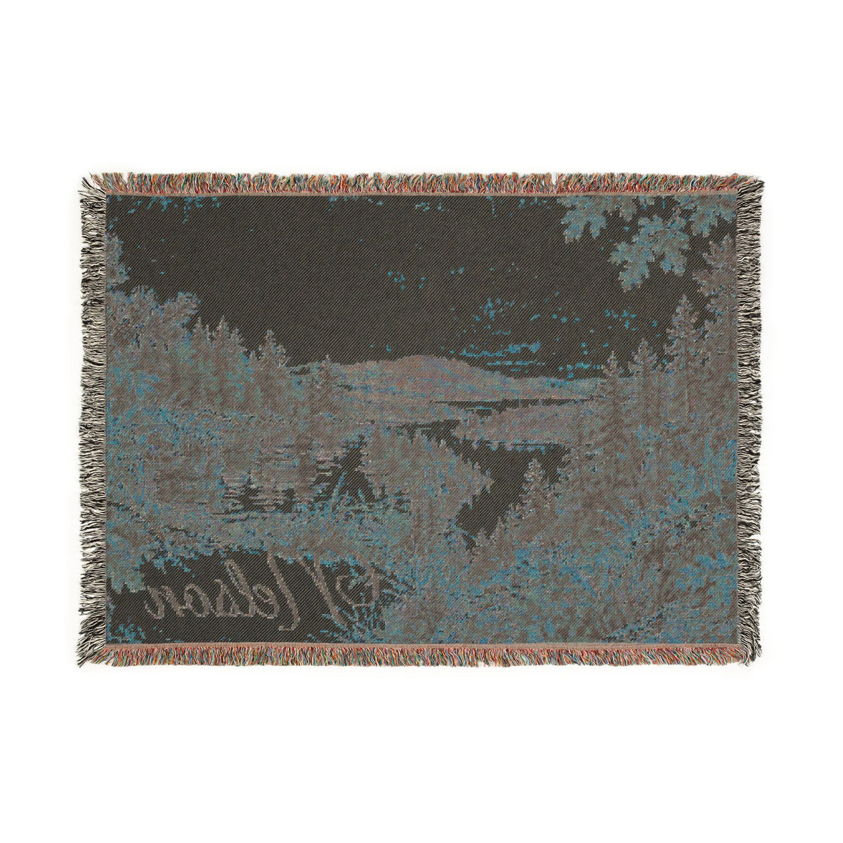Mohican River Scenic Woven Blanket — Rustic Lake Landscape Throw