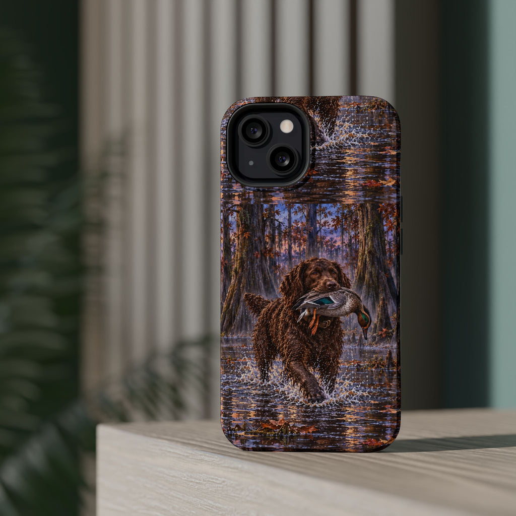 Clear Magnetic Phone Case — Boykin spaniel with Duck swamp