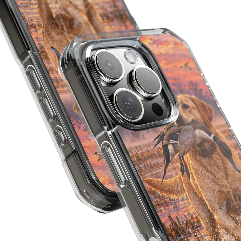 Clear Magnetic Phone Case — Lab in swamp with duck