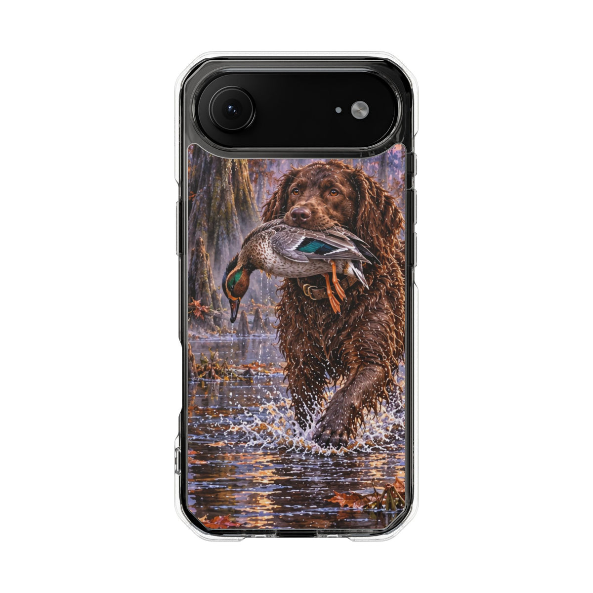 Clear Magnetic Phone Case — Boykin spaniel with Duck swamp