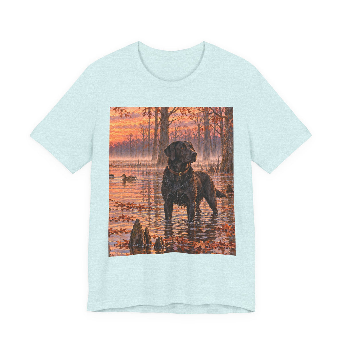 Sunset Bay Labrador Tee — Black Lab Dog Sunset Shirt
