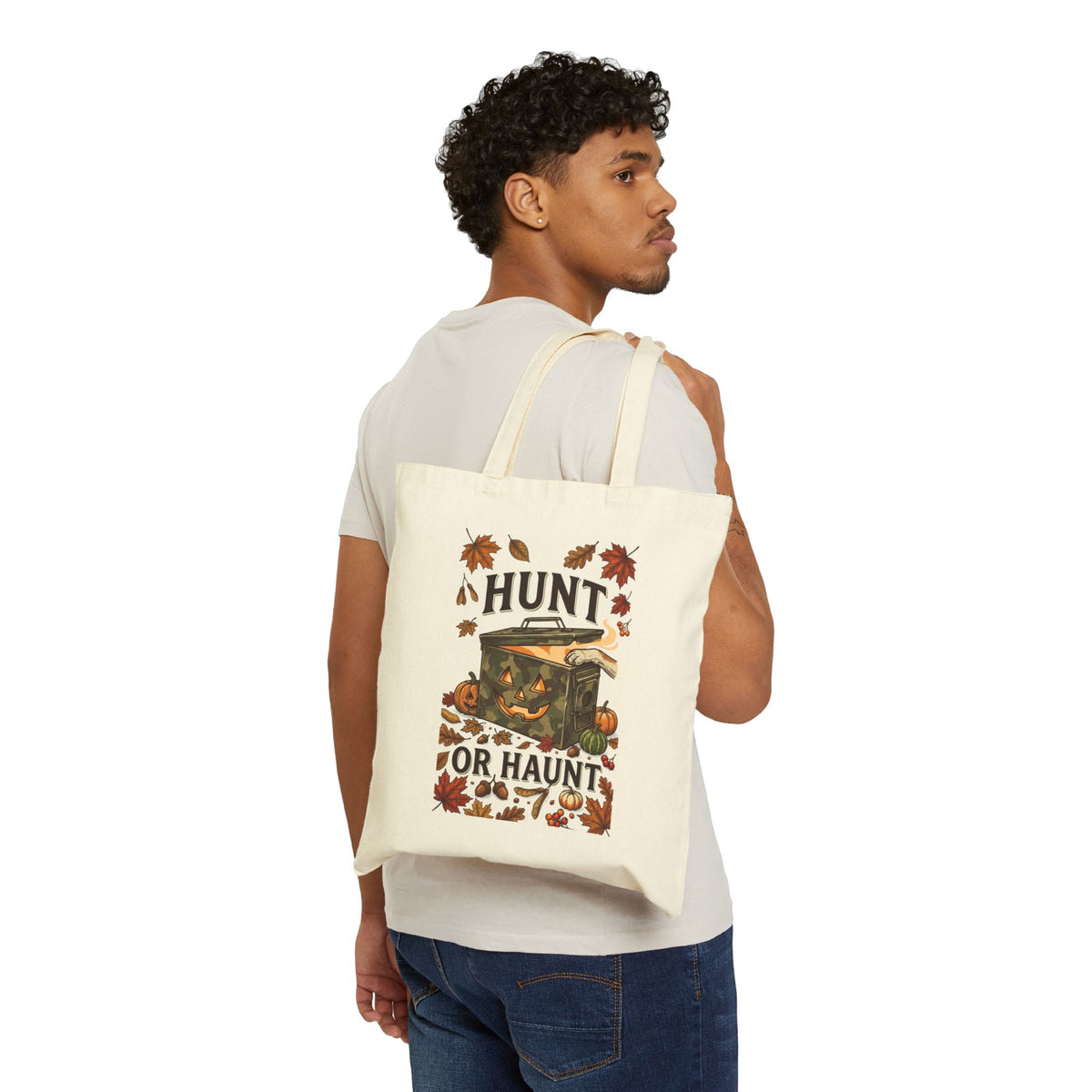 Hunt or Haunt Pumpkin Chest Tote | Spooky Hunting, Autumn Leaves