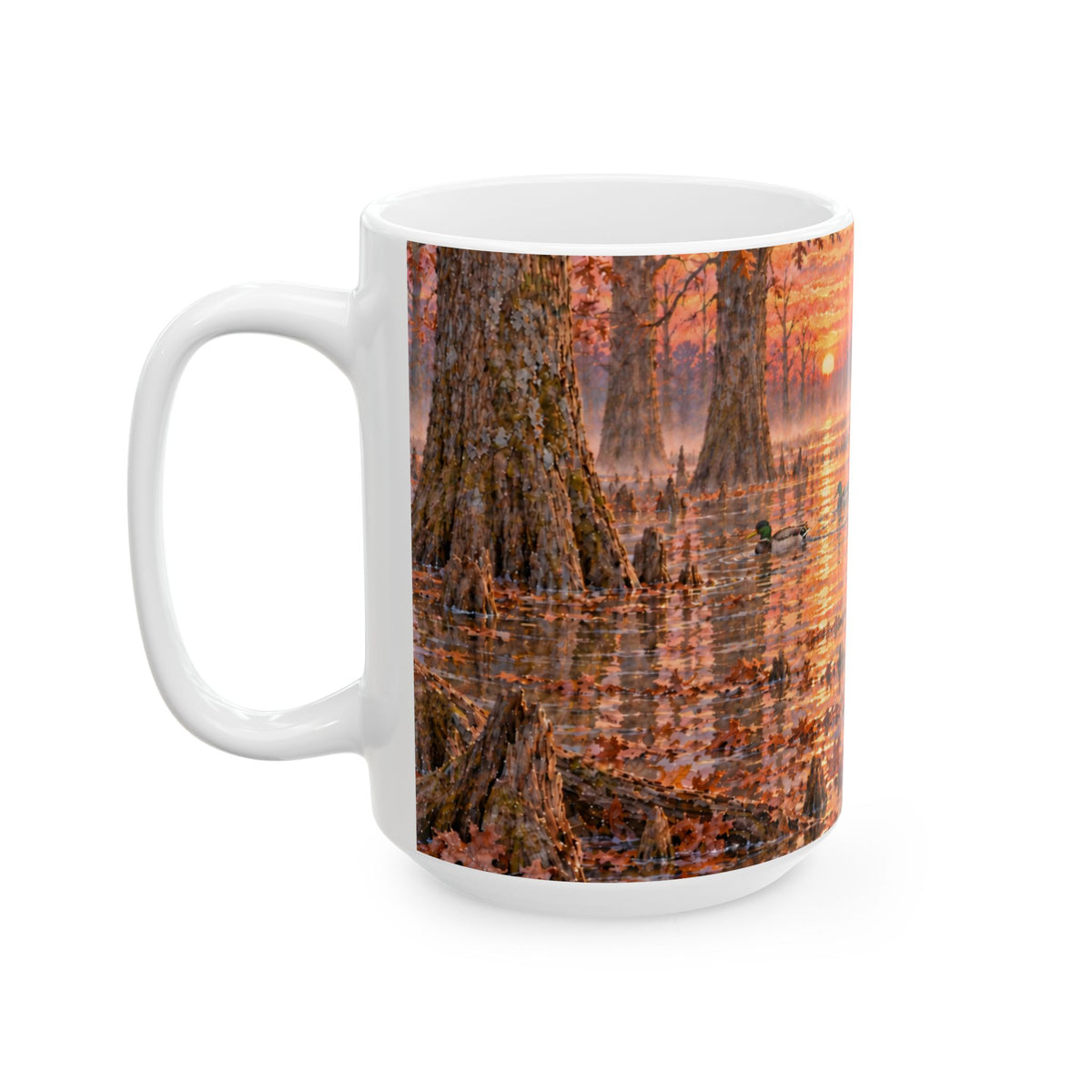 Duck Hunting Coffee Mug — Sunrise Marsh Scene Ceramic Mug (11oz & 15oz)