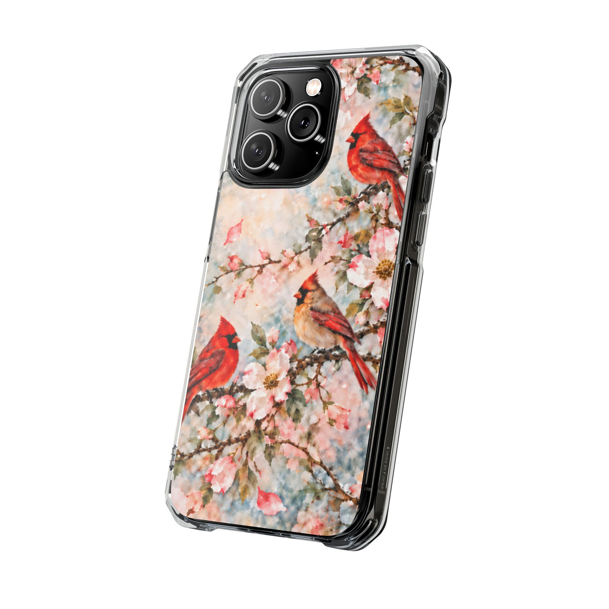Clear Magnetic Phone Case — Cardinal Flock Scene