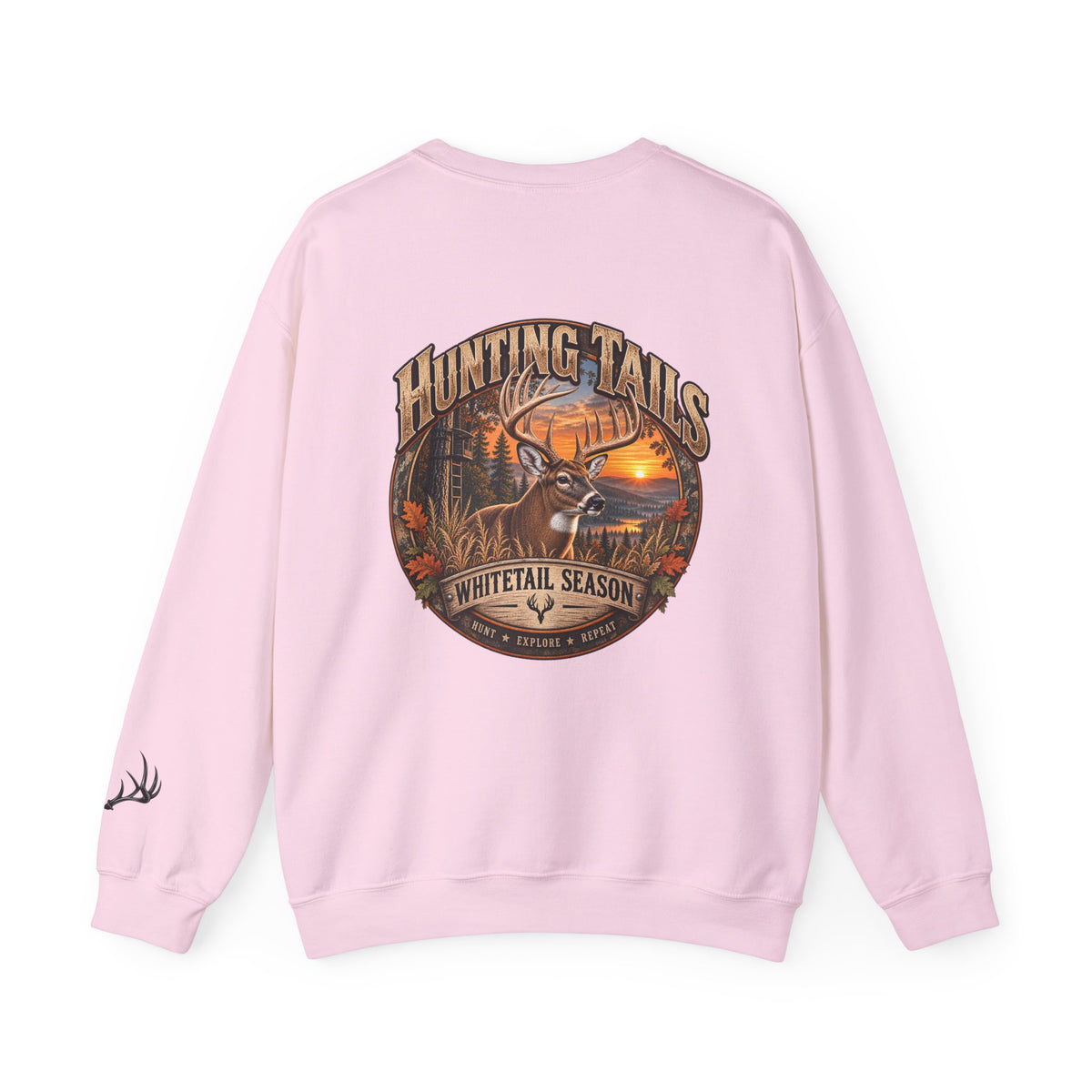 Light Pink Whitetail Deer Hunting Sweatshirt – Buck Hunter Crewneck