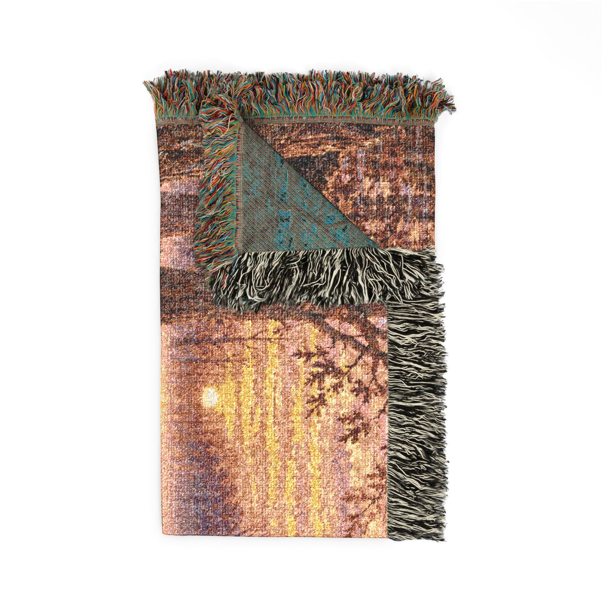 Labrador at Sunset Woven Blanket — Rustic Dog Lake Tapestry Throw